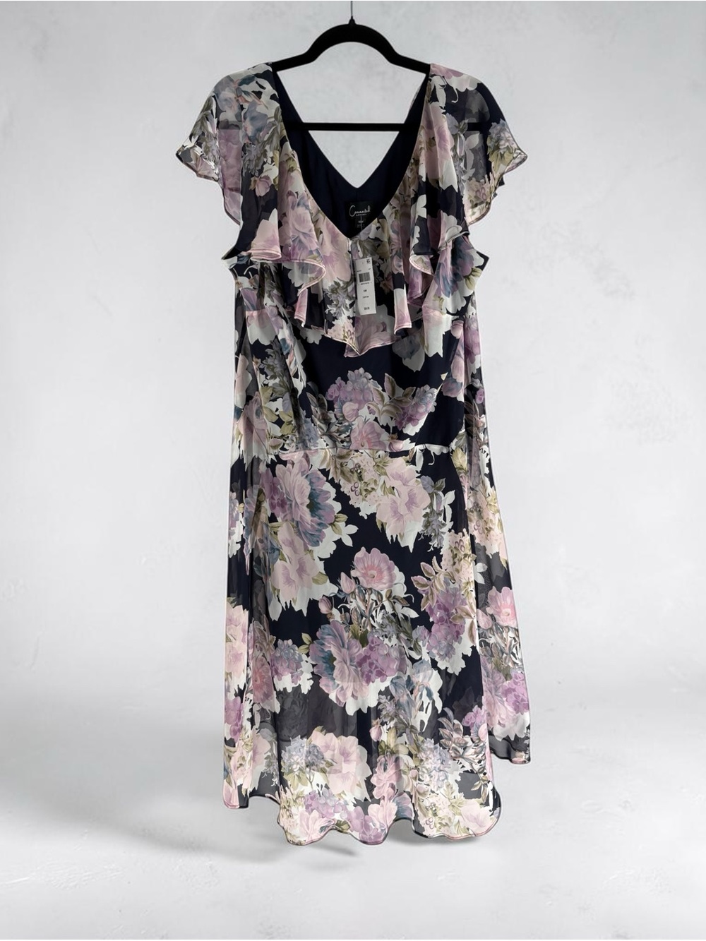 New Connected Apparel V-Neck Maxi Dress in Navy and Pink size 18W - Picture 2 of 4